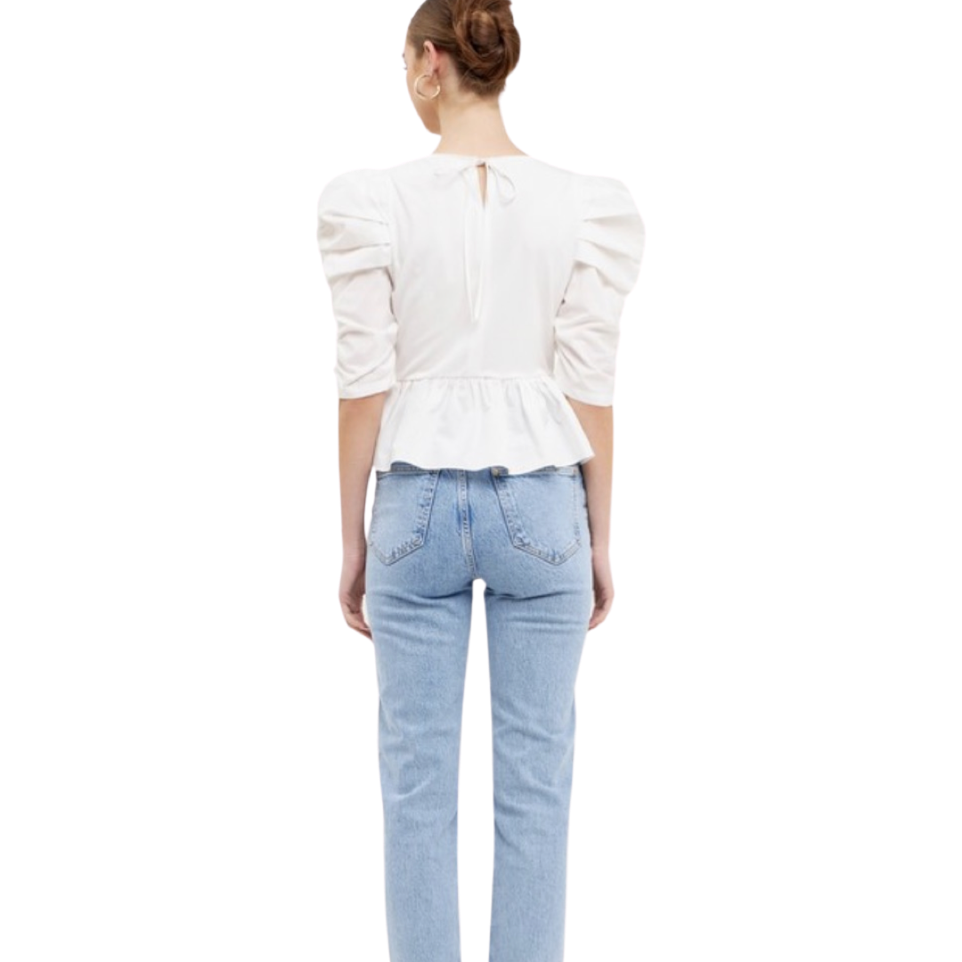 Apparel- English Factory Pleated Puff Sleeve Top