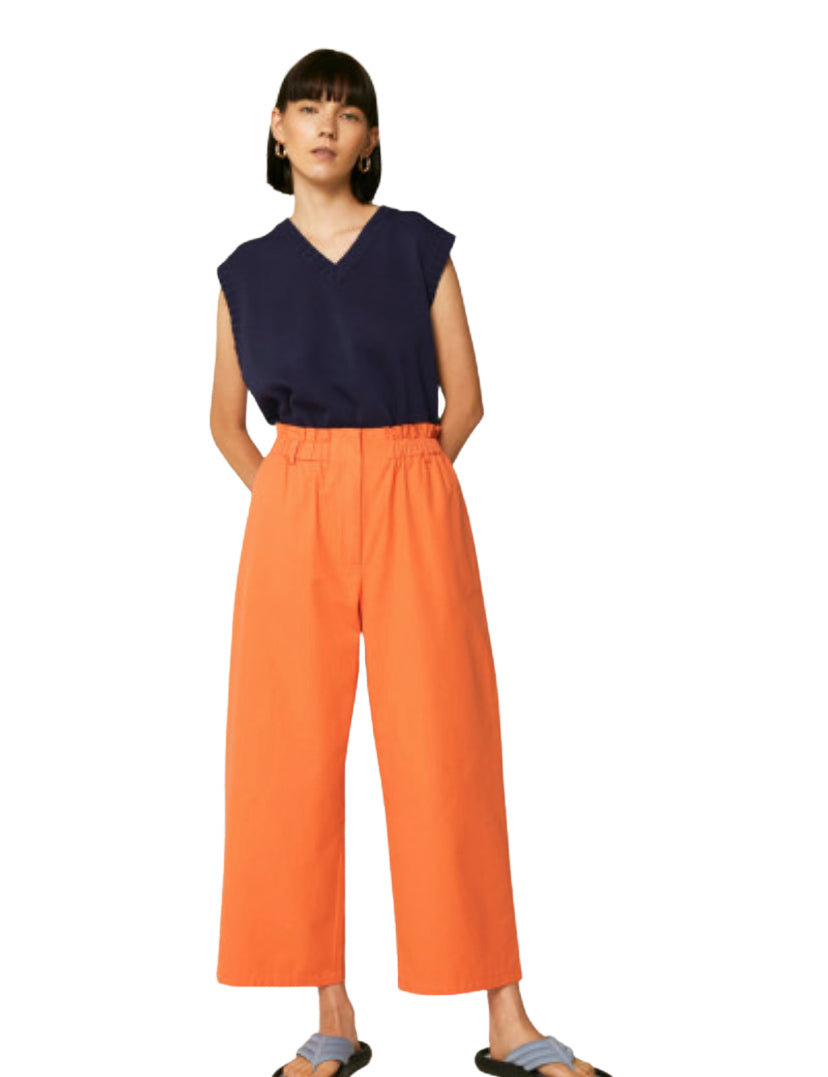 Apparel- Compania Fantastica High Waisted Twill Cropped Trousers Orange
