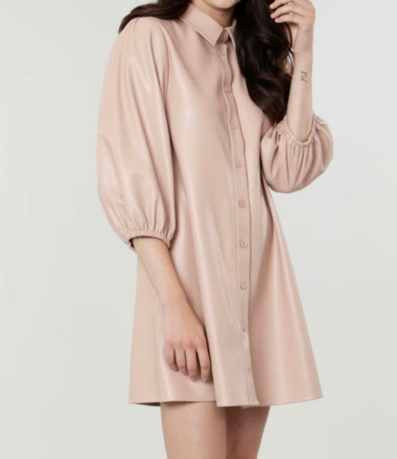 Faux Leather Shirt Dress – Dolce Cabo