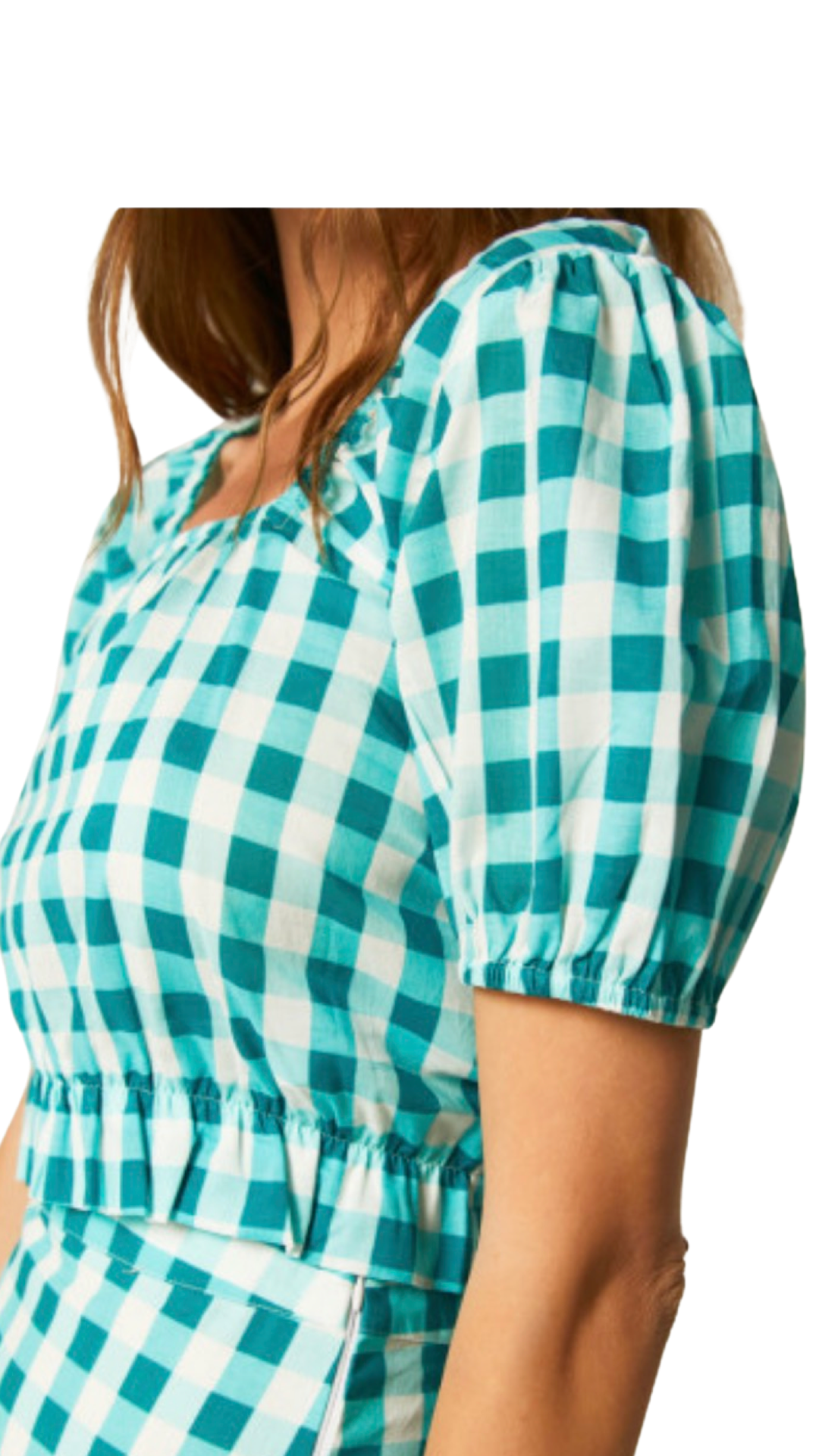 Apparel- Compania Fantastica Blue Gingham Crop Top