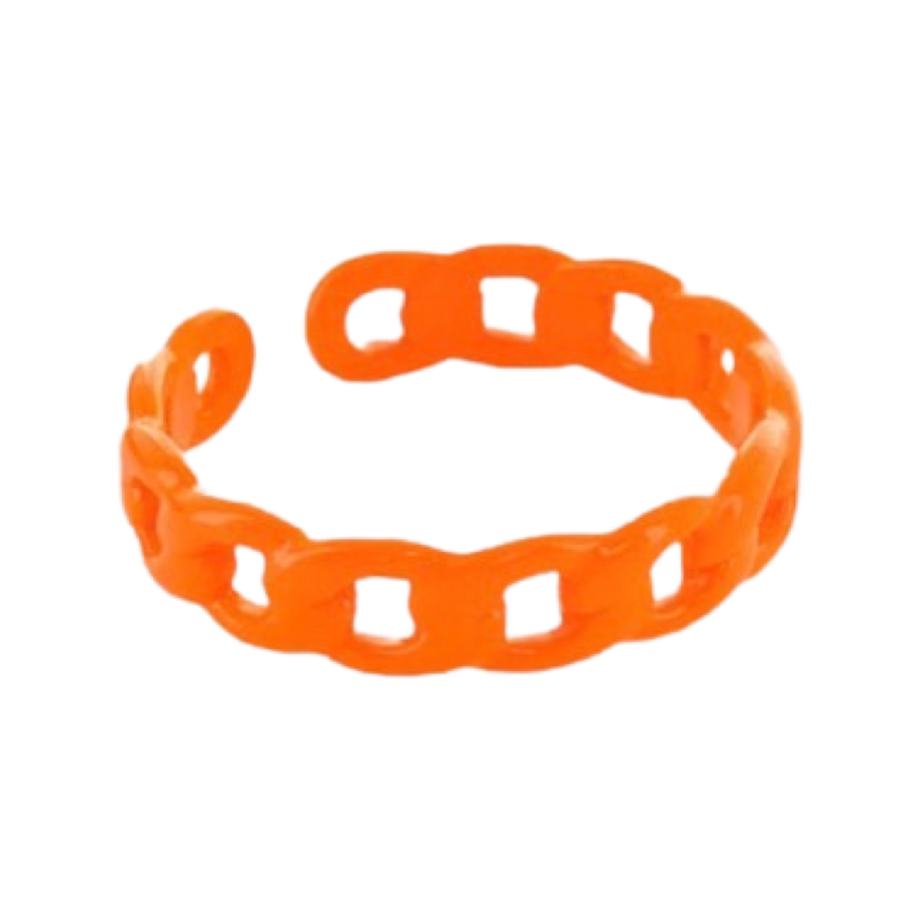 Rings- M&E Bling Enamel Thin Curb Chain Ring