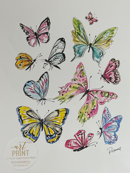 Home- Rosanne Beck Collections Art Print 11x14- Hand Painted Butterfly Assorted