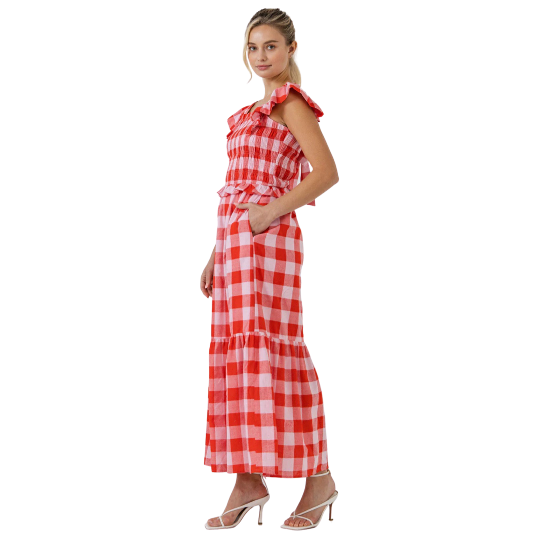 Apparel- English Factory Gingham Midi Skirt