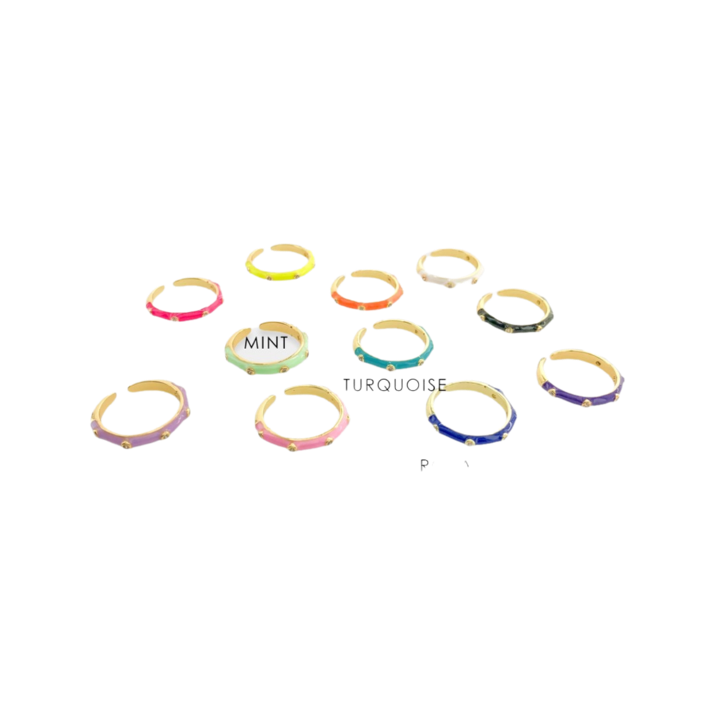 Rings- M&E Bling CZ 5 Stud Enamel Rings