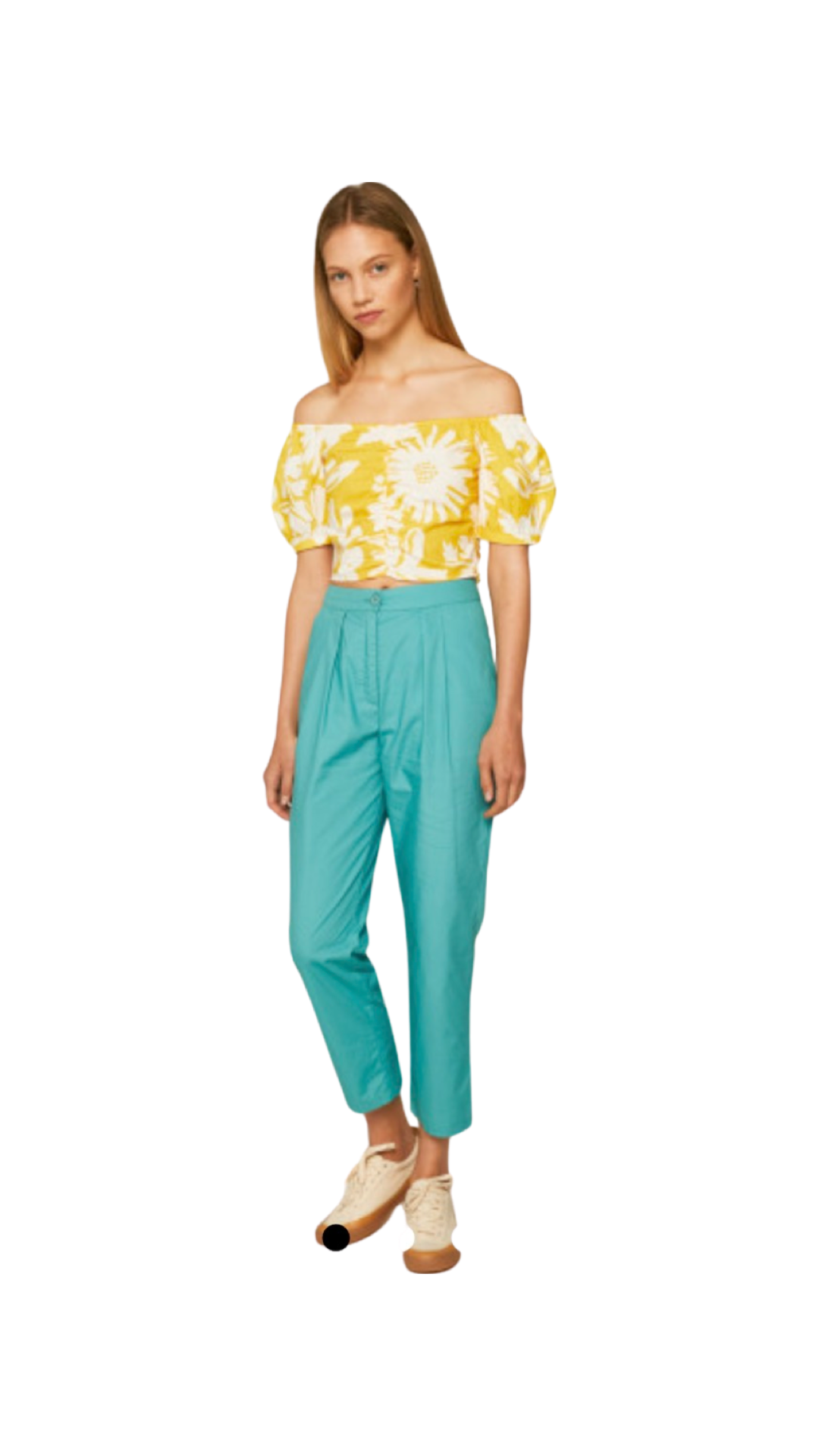 Apparel- Compania Fantastica Yellow and White Crop Top