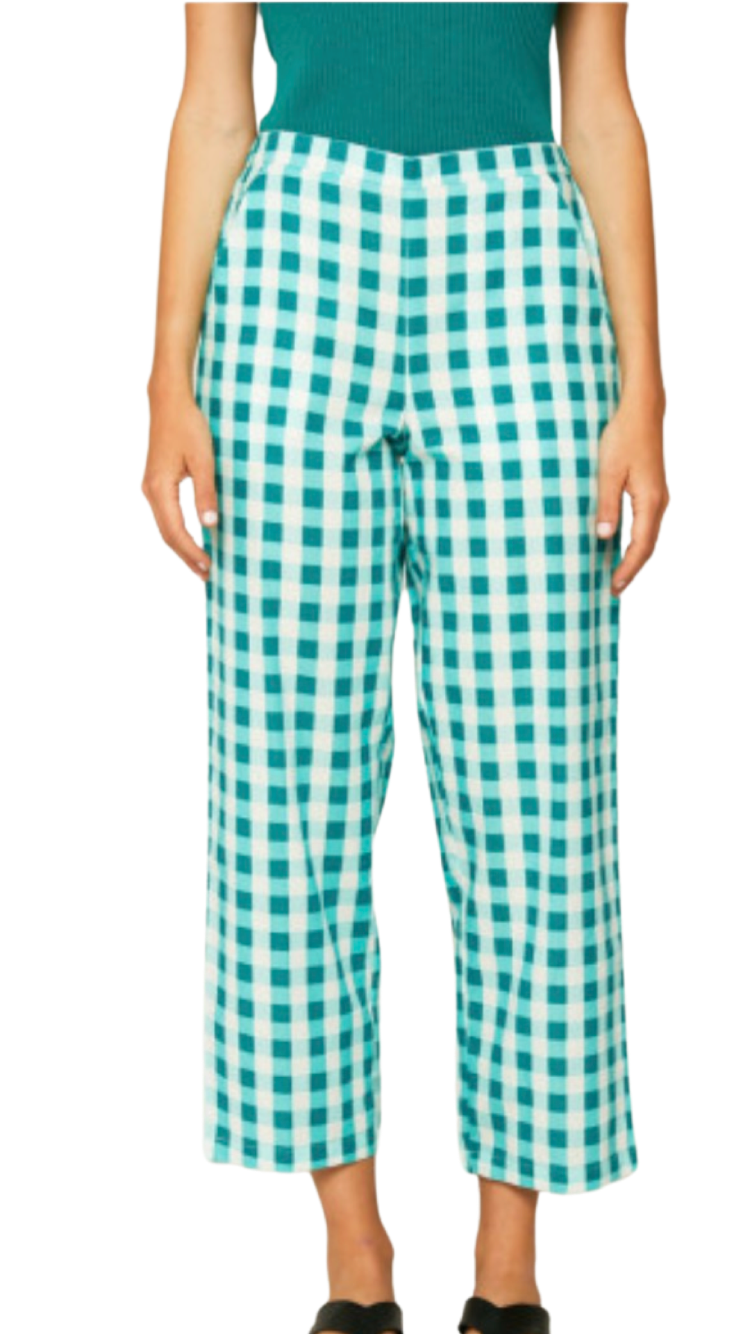 Apparel- Compania Fantastica Blue Gingham Cropped Pants