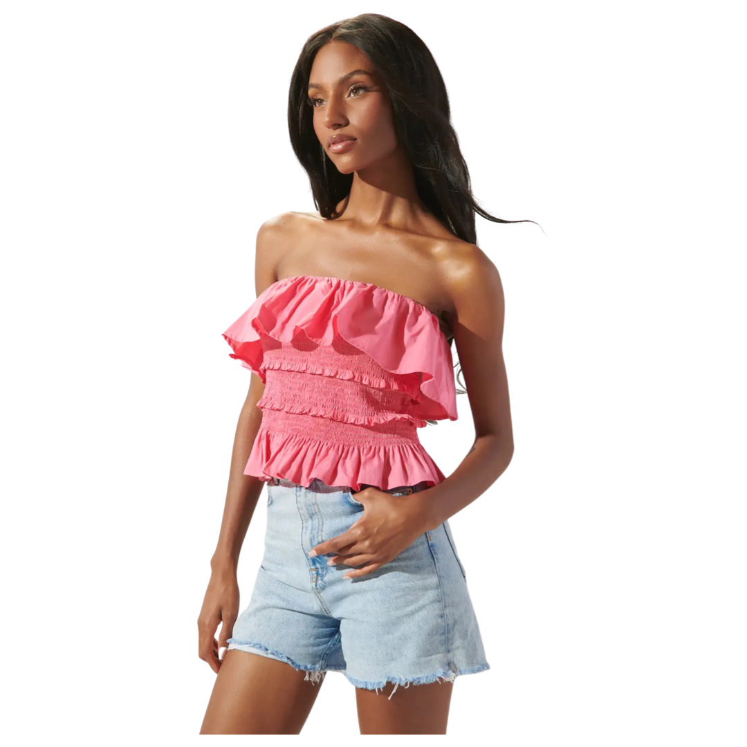 Apparel- Sugarlips Vista Smocked Ruffle Tube Top