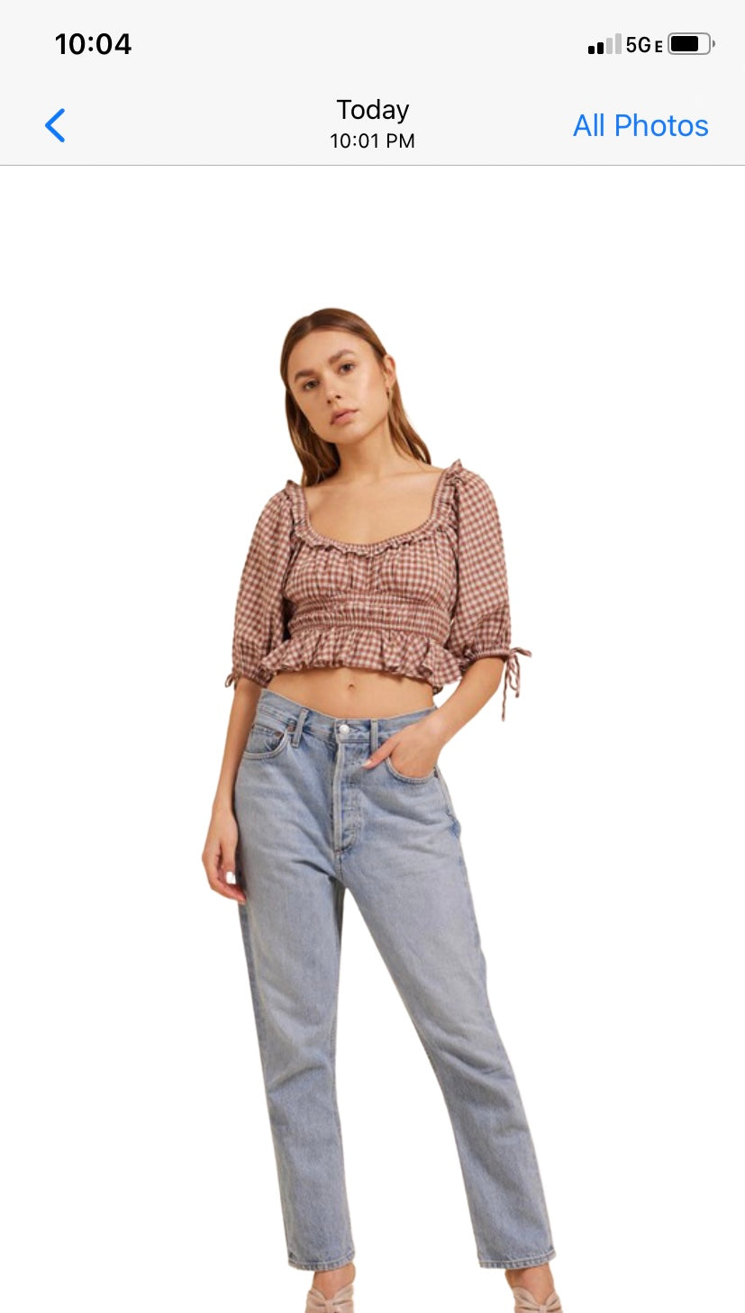 Apparel- Moodie Gingham Cropped Top