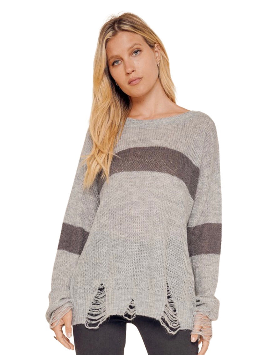 Distressed best sale hem sweater