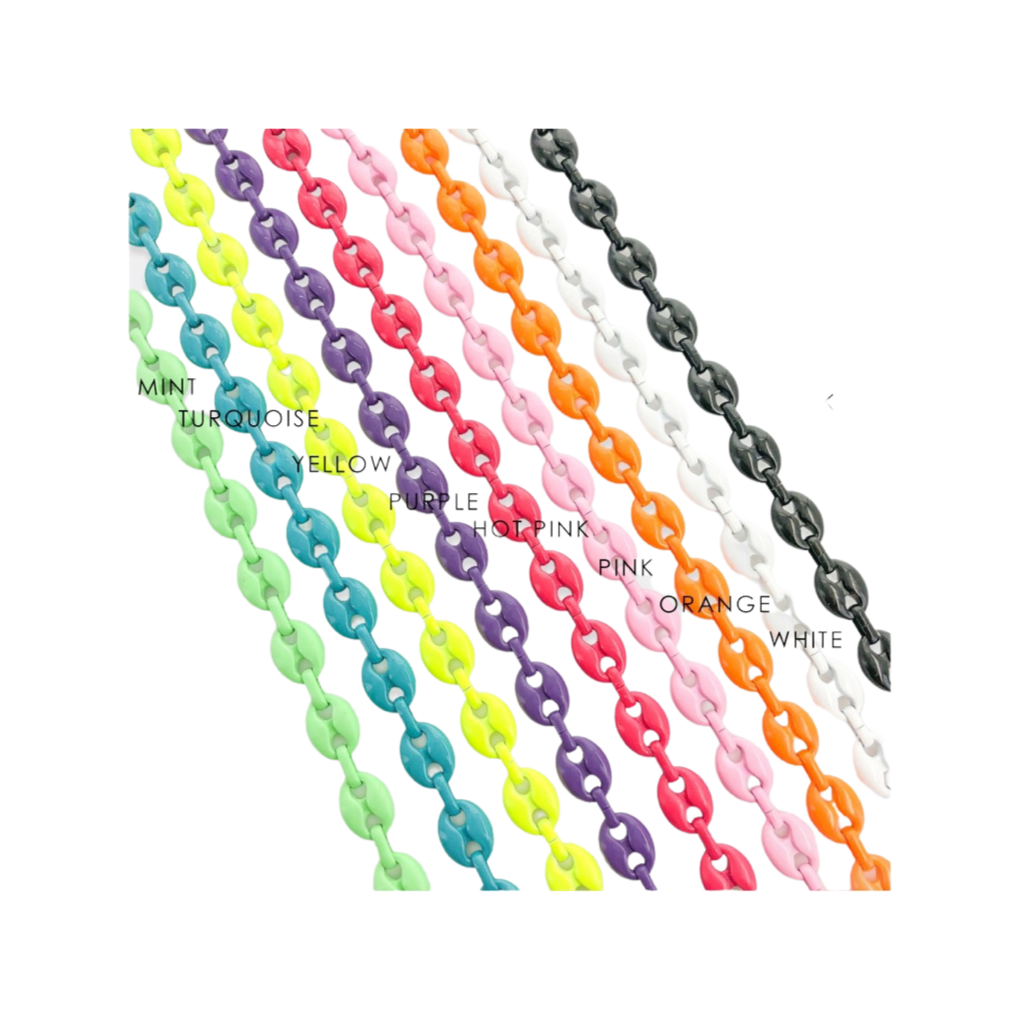 Necklaces- M&E Bling Enamel Puffy Mariner Chain Necklace