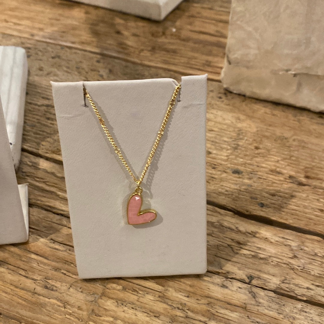 Necklaces- M&E Bling Dainty Opal Heart Necklace