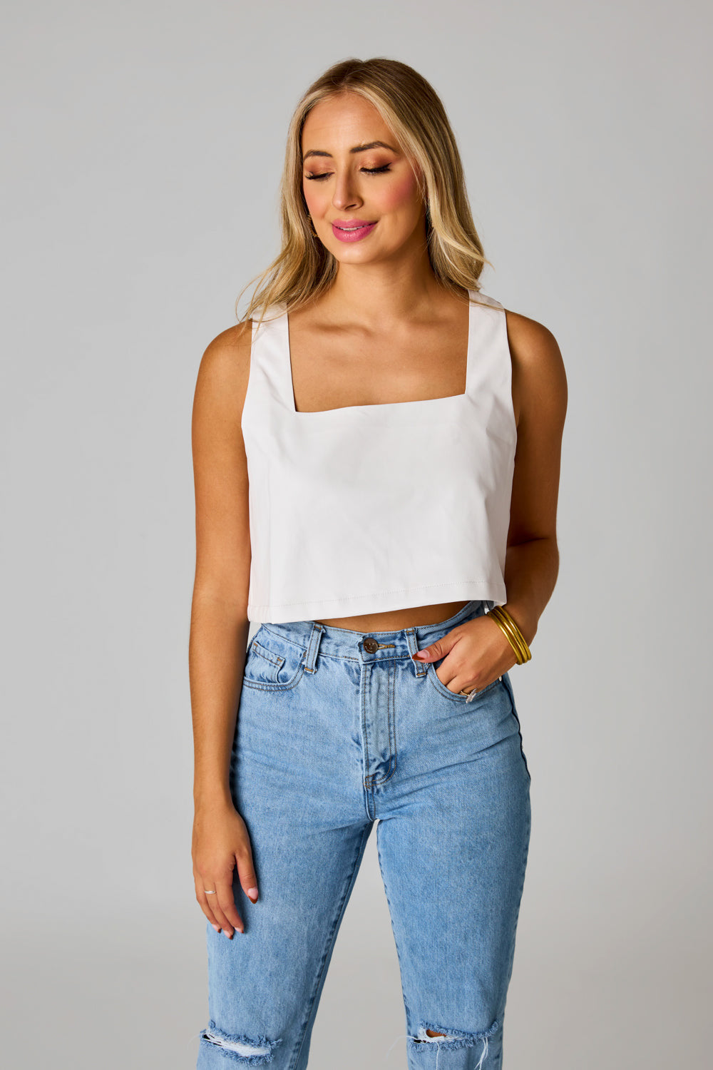 Apparel- Buddy Love Manning Vegan Leather Cropped Tank Top