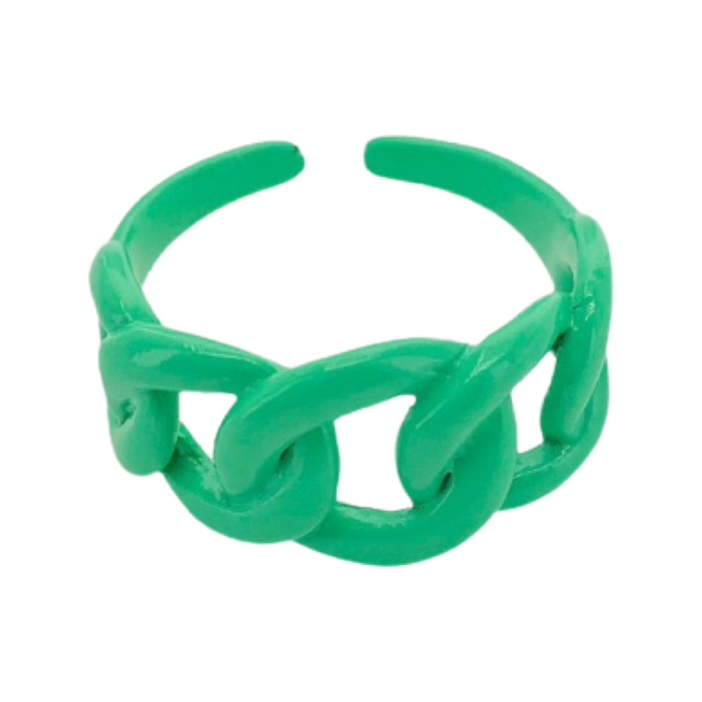 Rings- M&E Bling Large Enamel Curb Chain Ring