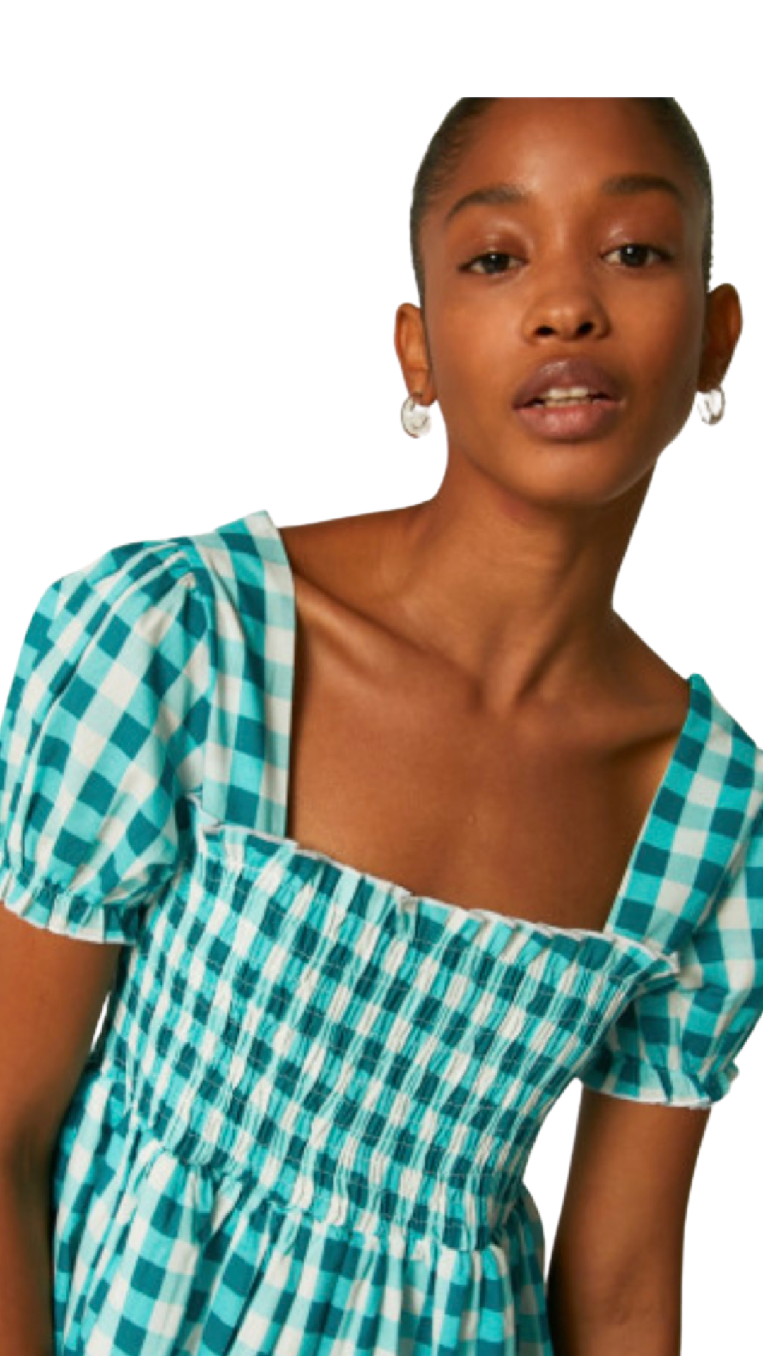 Apparel- Compania Fantastica Blue Gingham Smocked Mini Dress