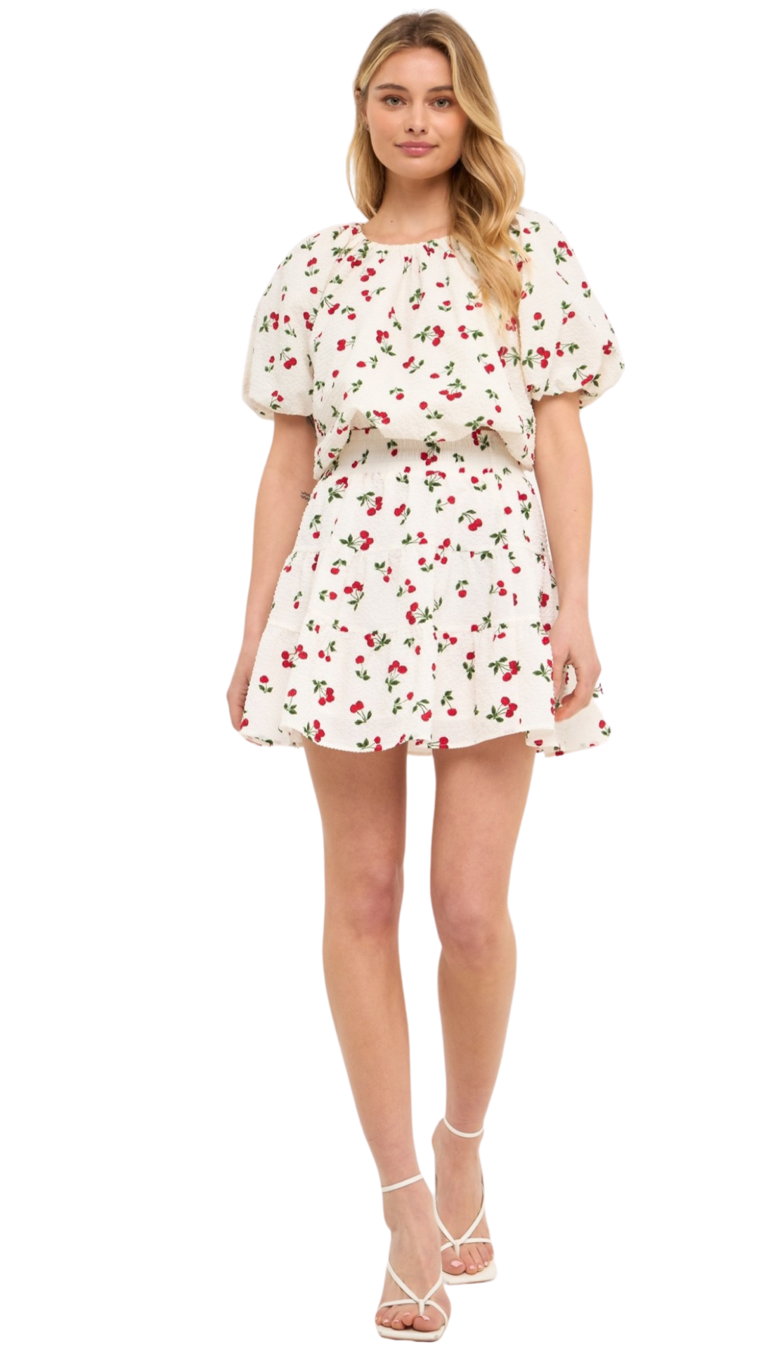 Apparel- English Factory Cherry Print Mini Skirt