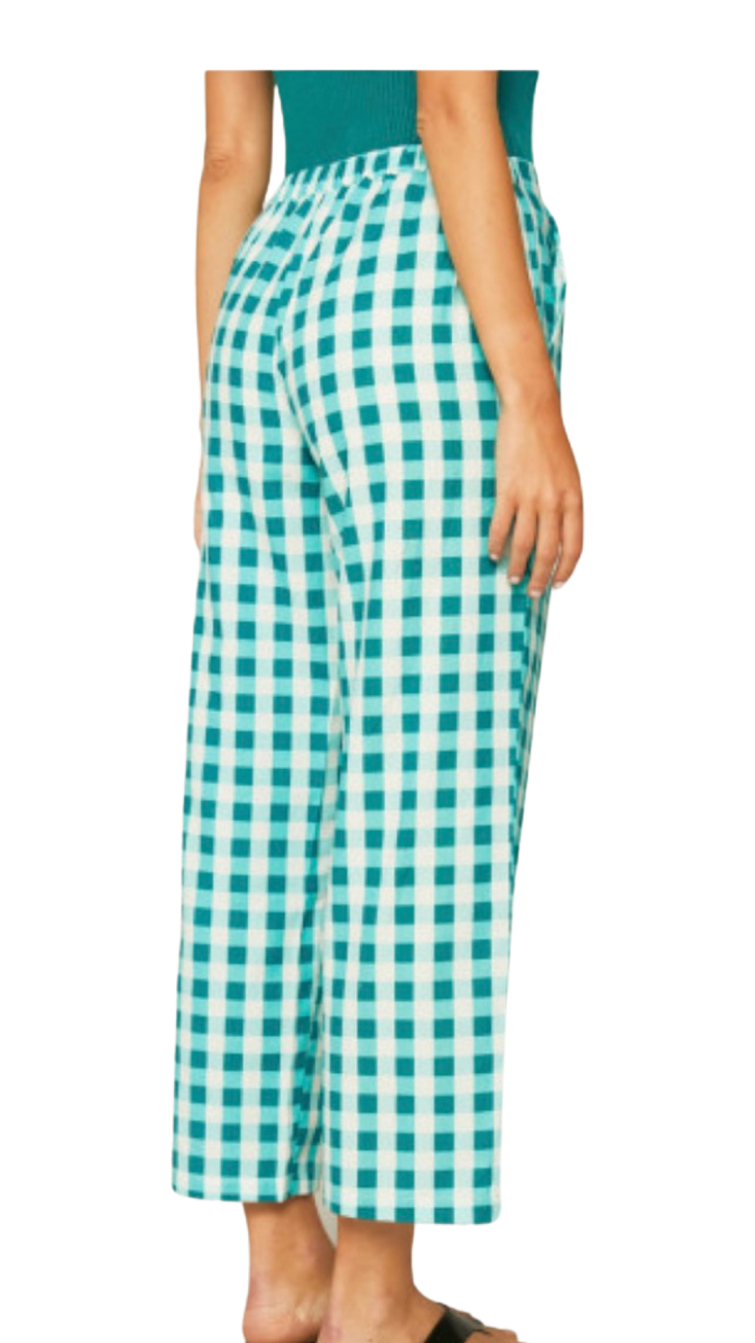 Apparel- Compania Fantastica Blue Gingham Cropped Pants
