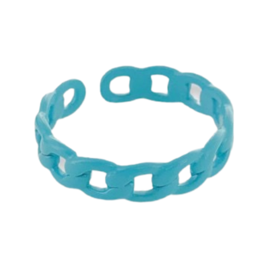 Rings- M&E Bling Enamel Thin Curb Chain Ring
