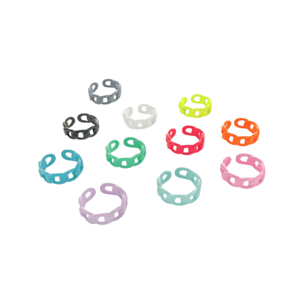 Rings- M&E Bling Enamel Chunky Curb Chain Ring