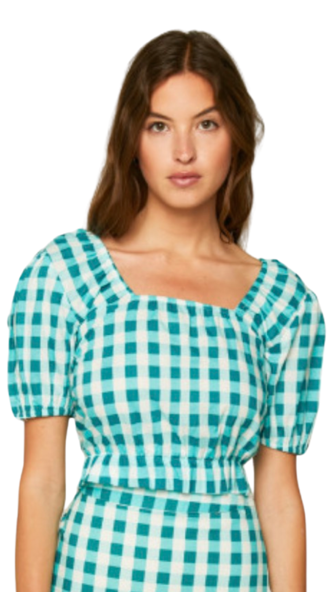 Apparel- Compania Fantastica Blue Gingham Crop Top