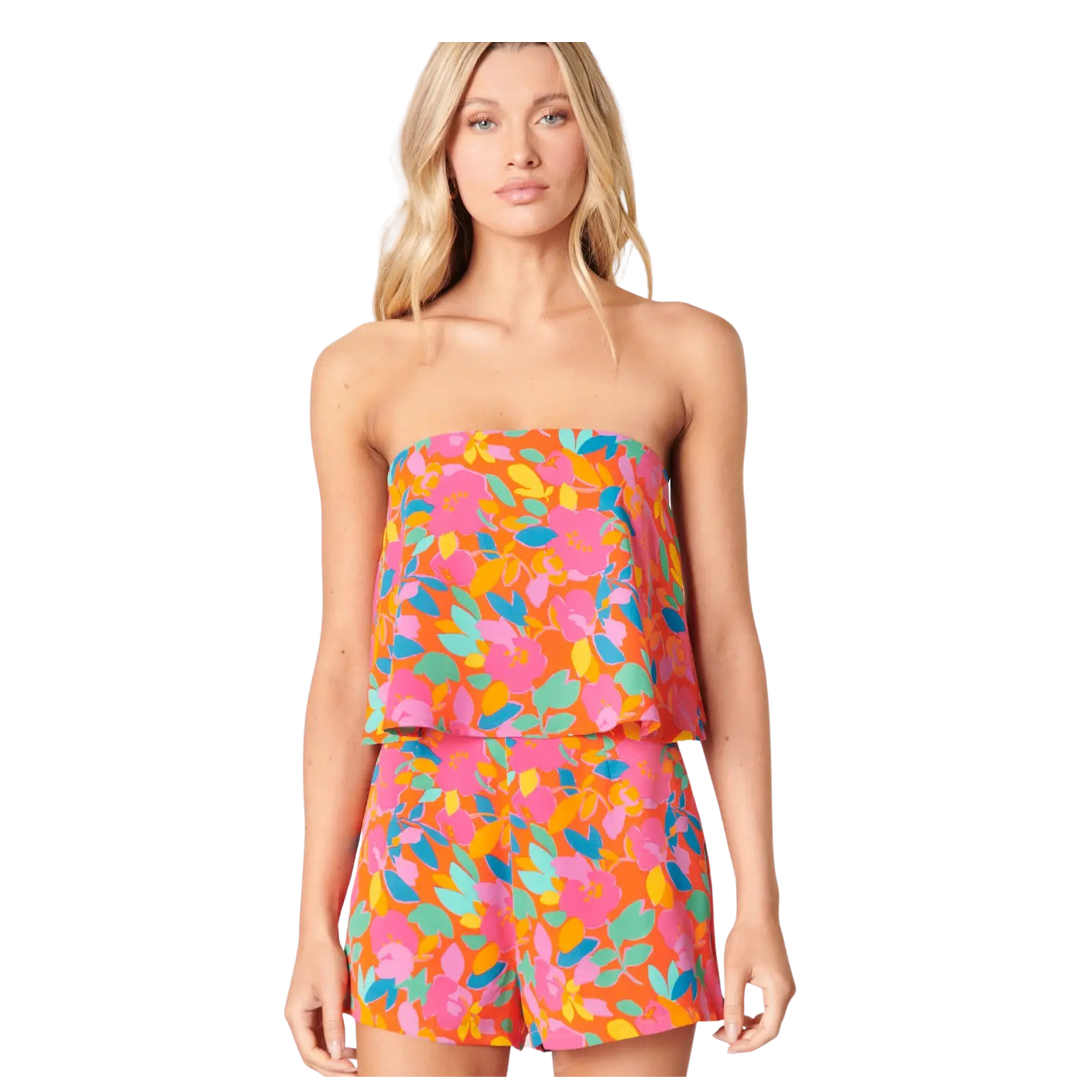Apparel- Sugarlips Sweet Soul Fruity Floral Strapless Romper