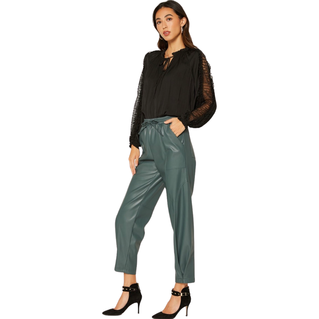 Apparel- Current Air Faux Leather Paneled Pants