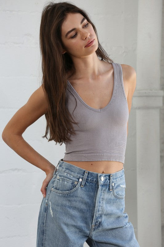 Seamless- By Together Ribbed Cropped Bra Tank