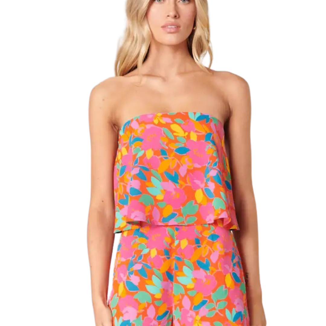Apparel- Sugarlips Sweet Soul Fruity Floral Strapless Romper