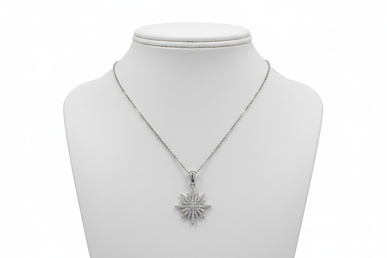 Necklaces- M&E Bling Starburst Necklace with Crystals