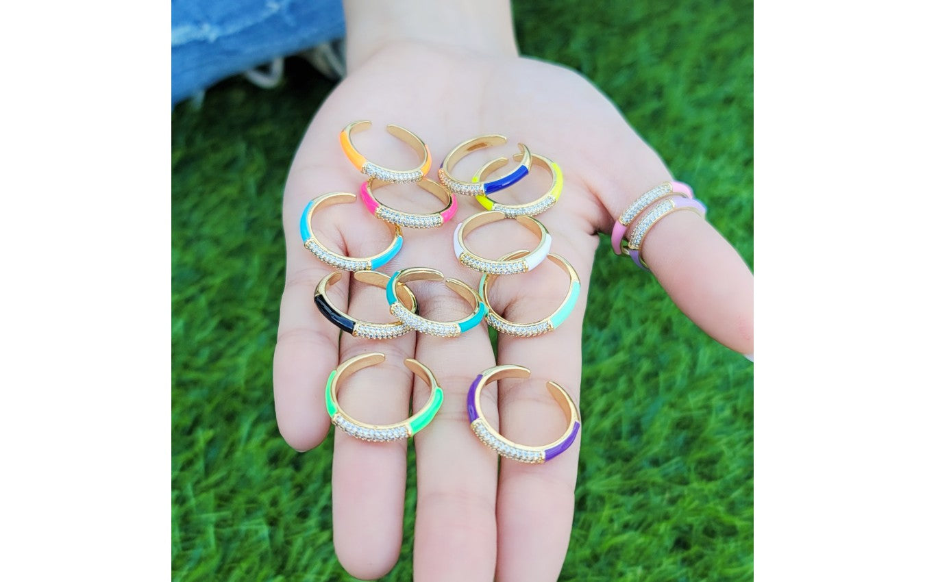 Rings- M&E Bling CZ Enamel Rings