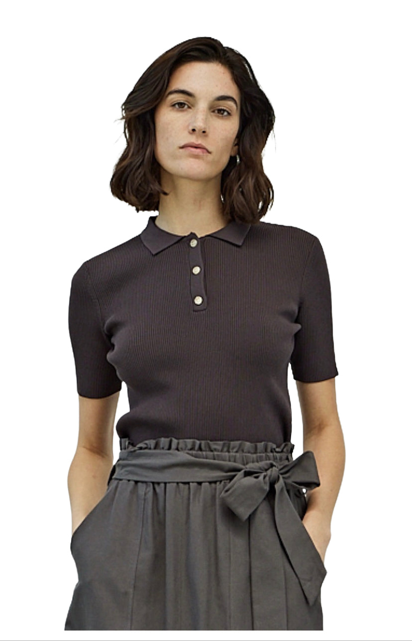 Apparel Grade and Gather Best Ribbed Knit Polo Shirt Milla Ella Co