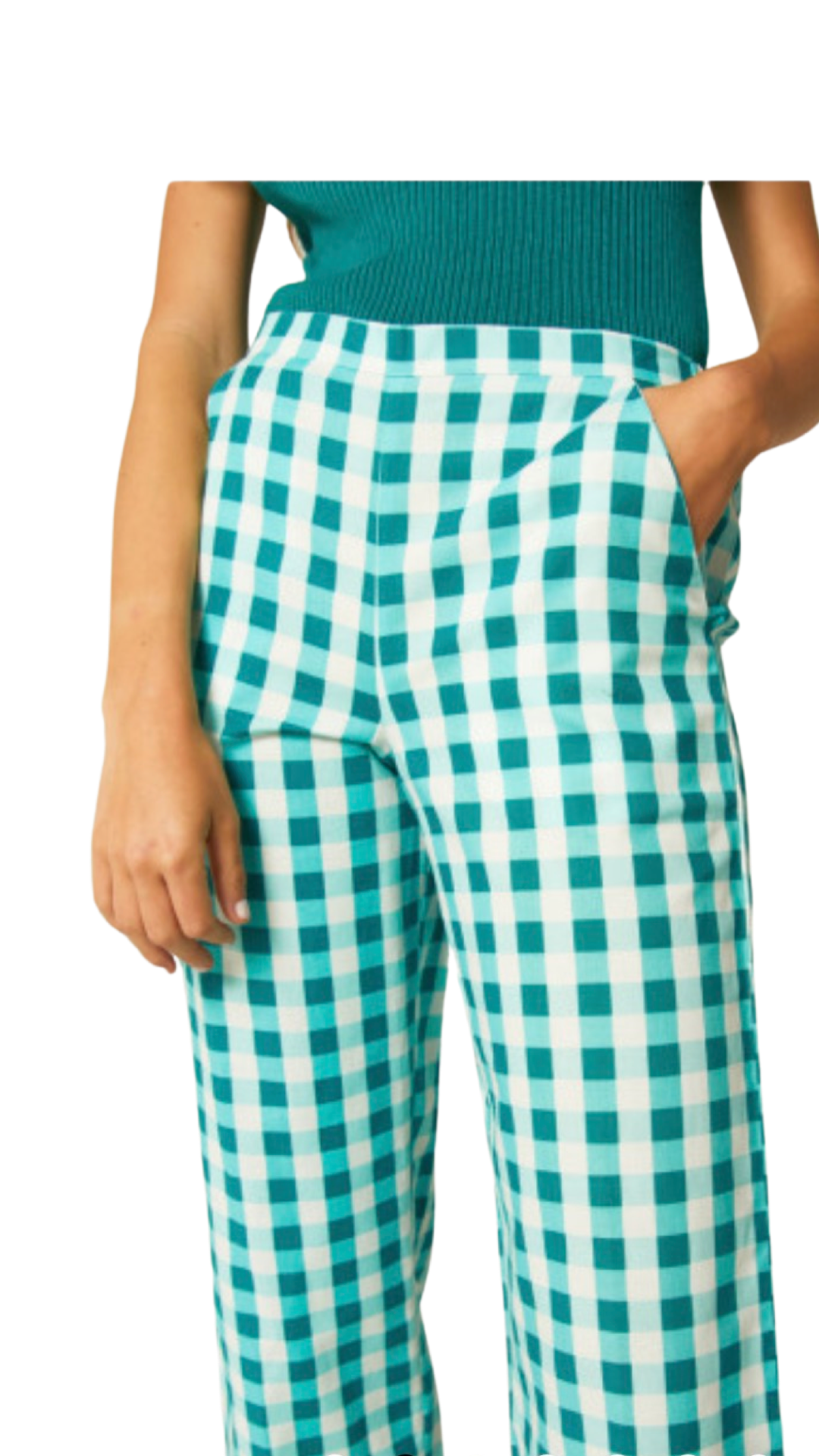 Apparel- Compania Fantastica Blue Gingham Cropped Pants