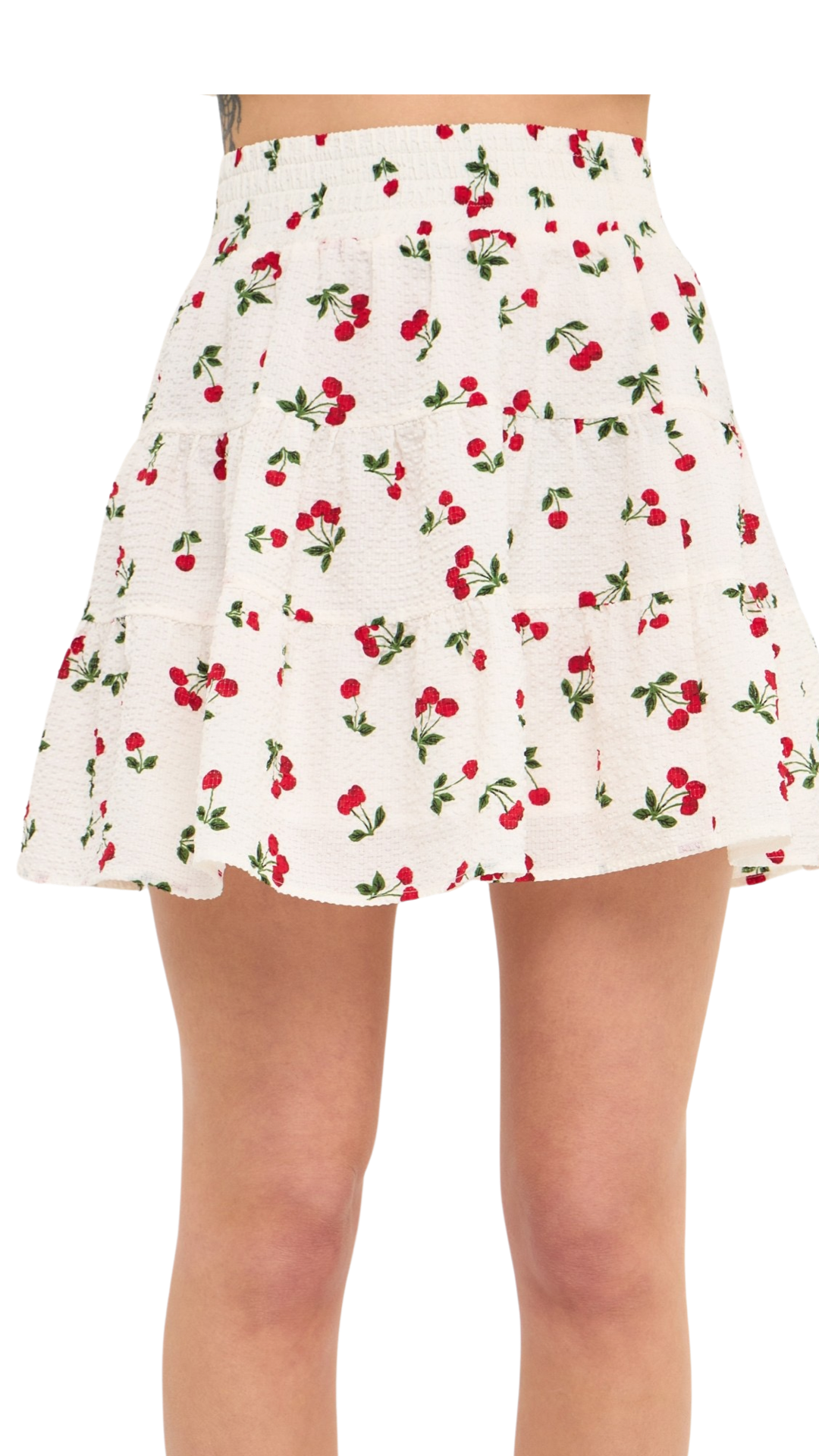 Apparel- English Factory Cherry Print Mini Skirt
