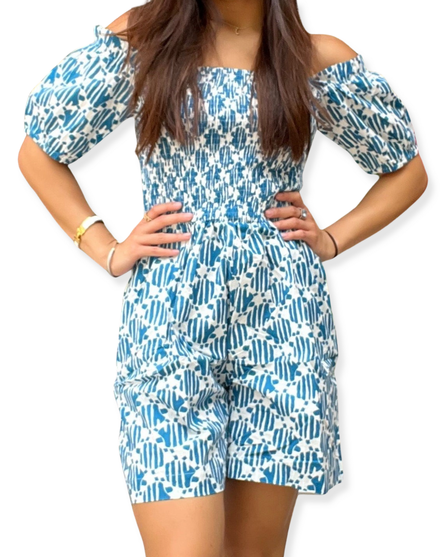 Apparel- Compania Fantastica Blue Print Romper