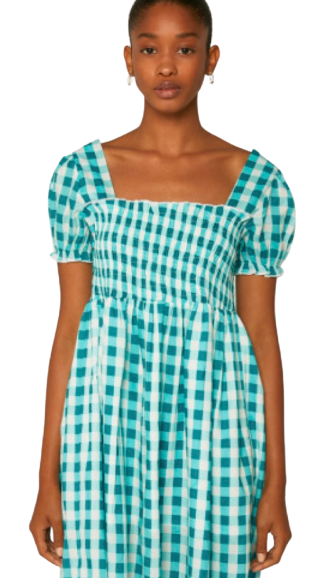Apparel- Compania Fantastica Blue Gingham Smocked Mini Dress