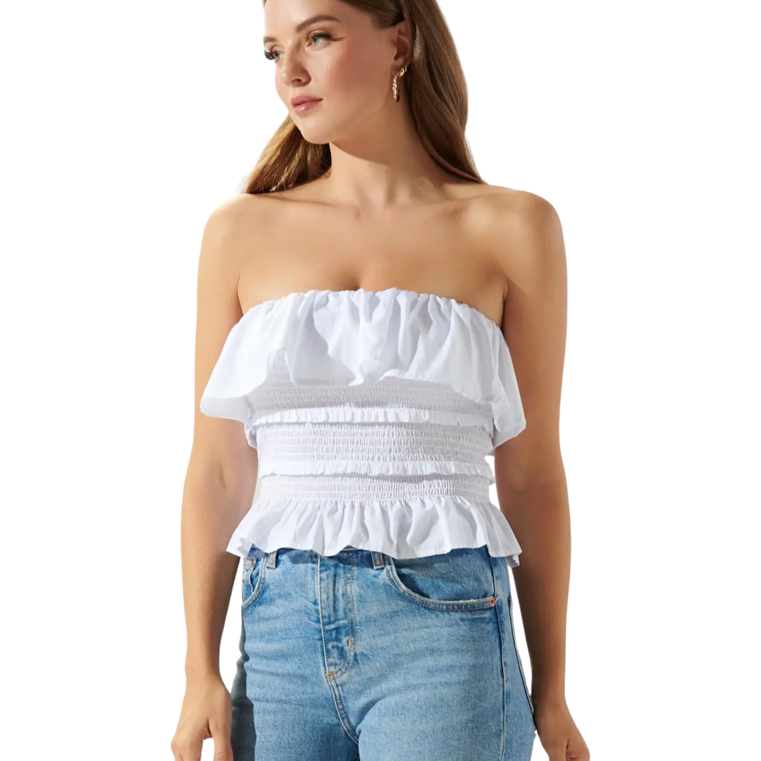 Apparel- Sugarlips Vista Smocked Ruffle Tube Top