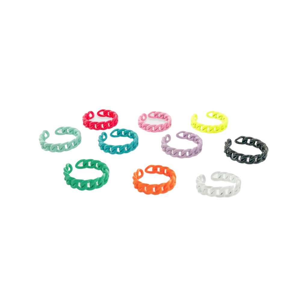 Rings- M&E Bling Enamel Curb Chain Ring