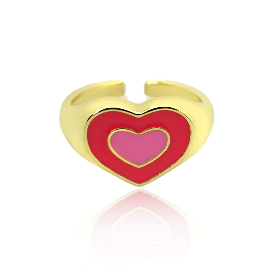 Rings- M&E Bling Heart Shaped Multi-Colored Rings