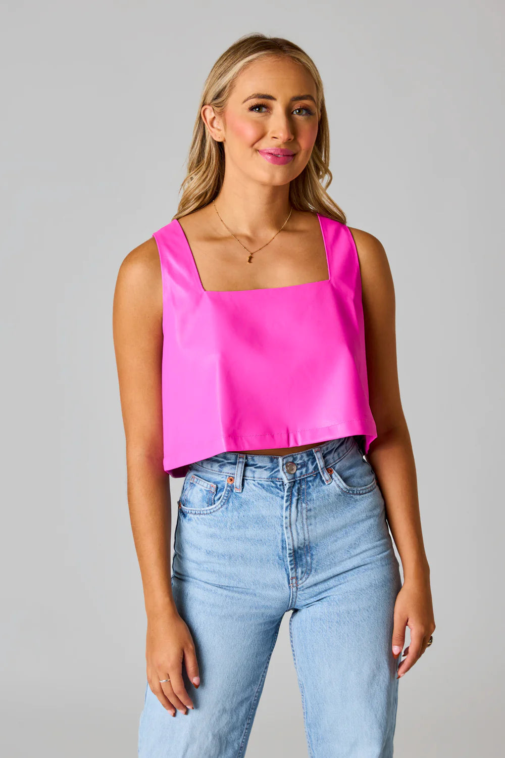 Apparel- Buddy Love Manning Vegan Leather Cropped Tank Top
