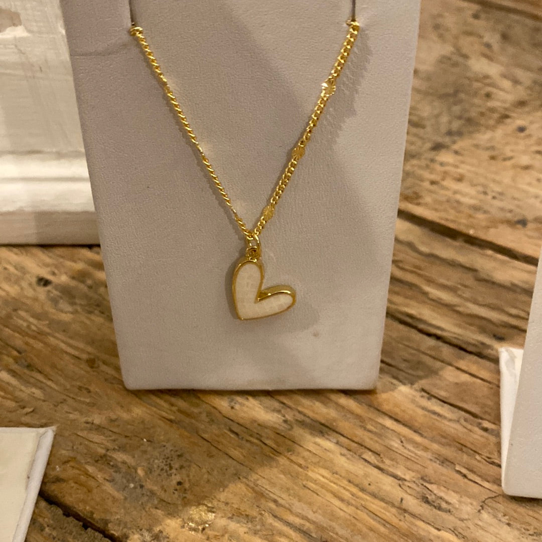 Necklaces- M&E Bling Dainty Opal Heart Necklace