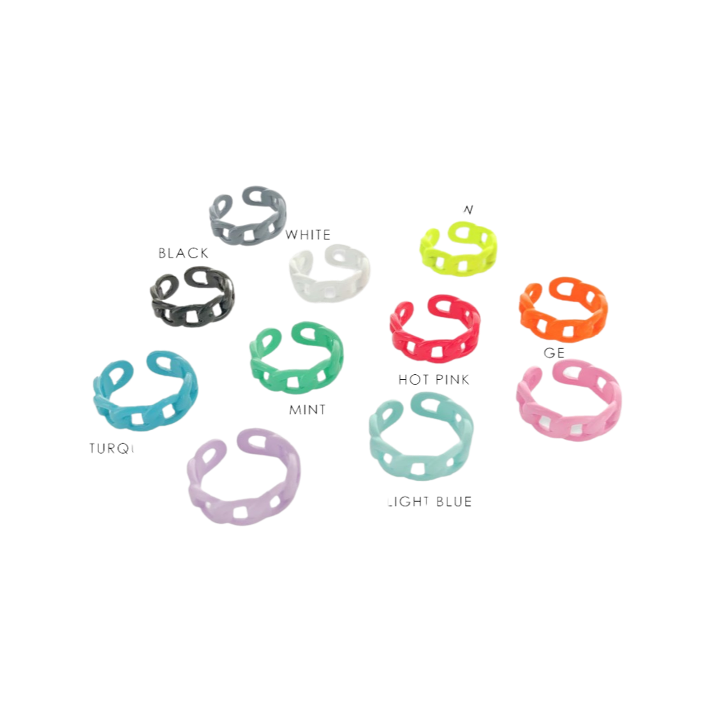 Rings- M&E Bling Enamel Chunky Curb Chain Ring