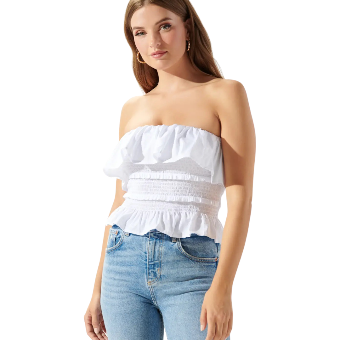 Apparel- Sugarlips Vista Smocked Ruffle Tube Top