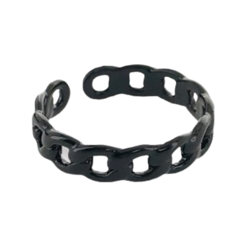 Rings- M&E Bling Enamel Thin Curb Chain Ring