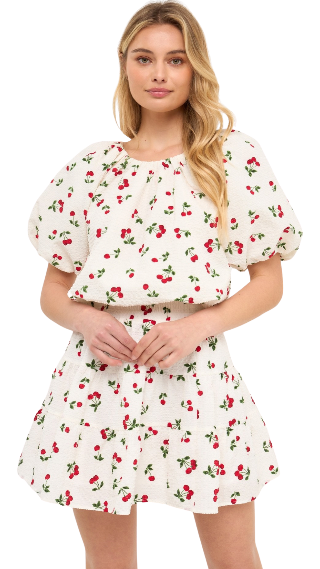 Apparel- English Factory Cherry Print Mini Skirt