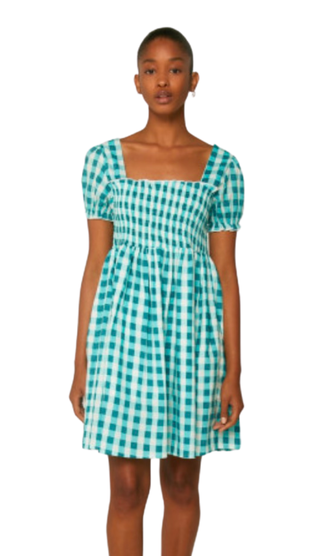 Apparel- Compania Fantastica Blue Gingham Smocked Mini Dress