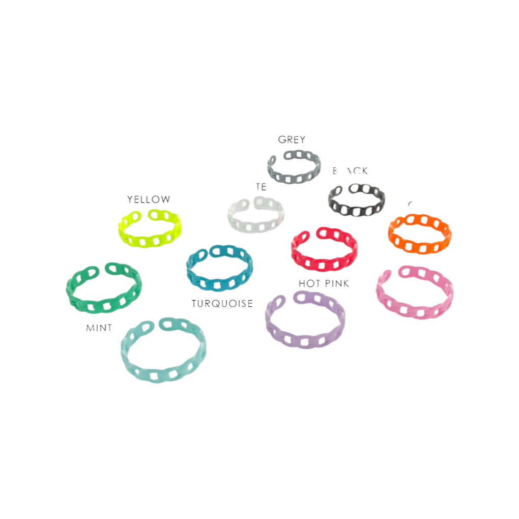 Rings- M&E Bling Enamel Thin Curb Chain Ring
