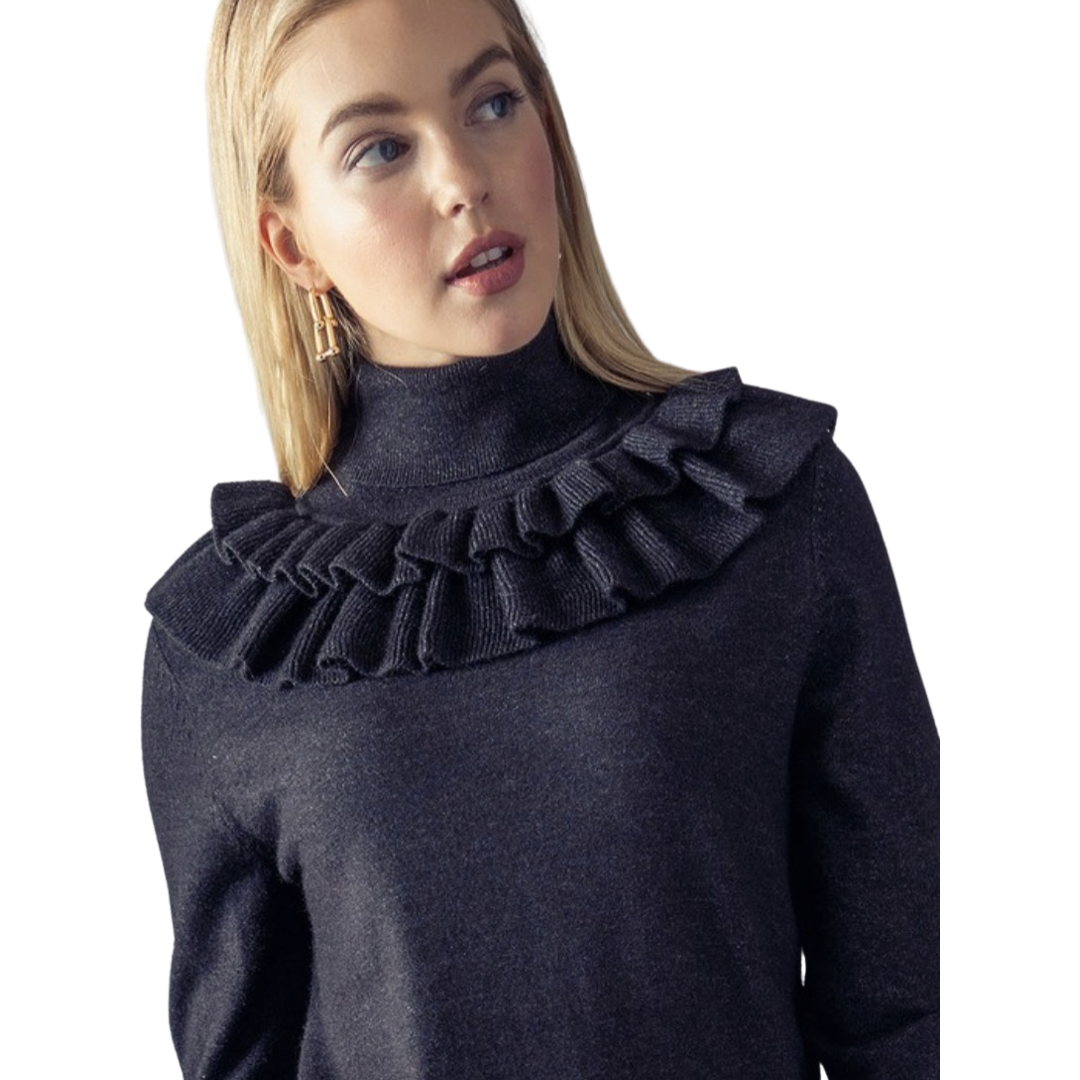 Apparel- Trend Notes Ruffle Collar Turtleneck Sweater Top