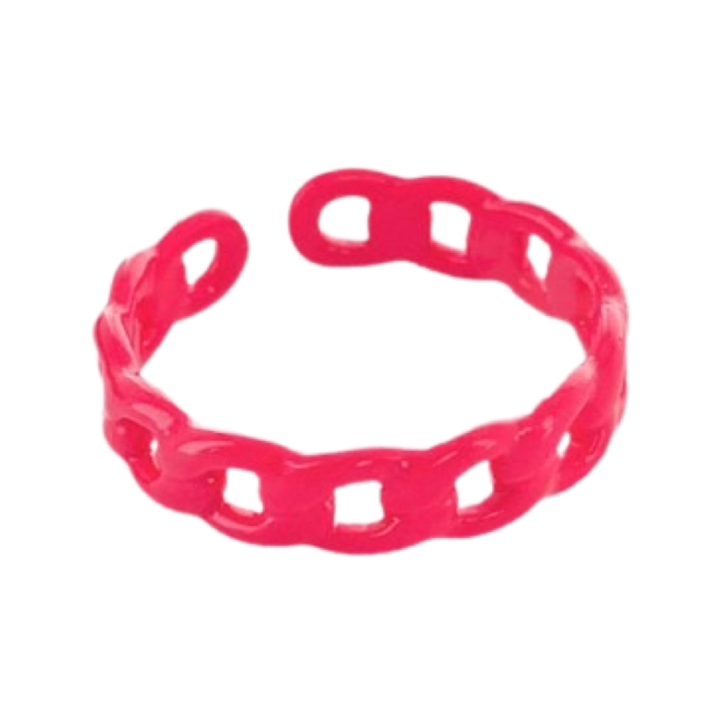 Rings- M&E Bling Enamel Thin Curb Chain Ring