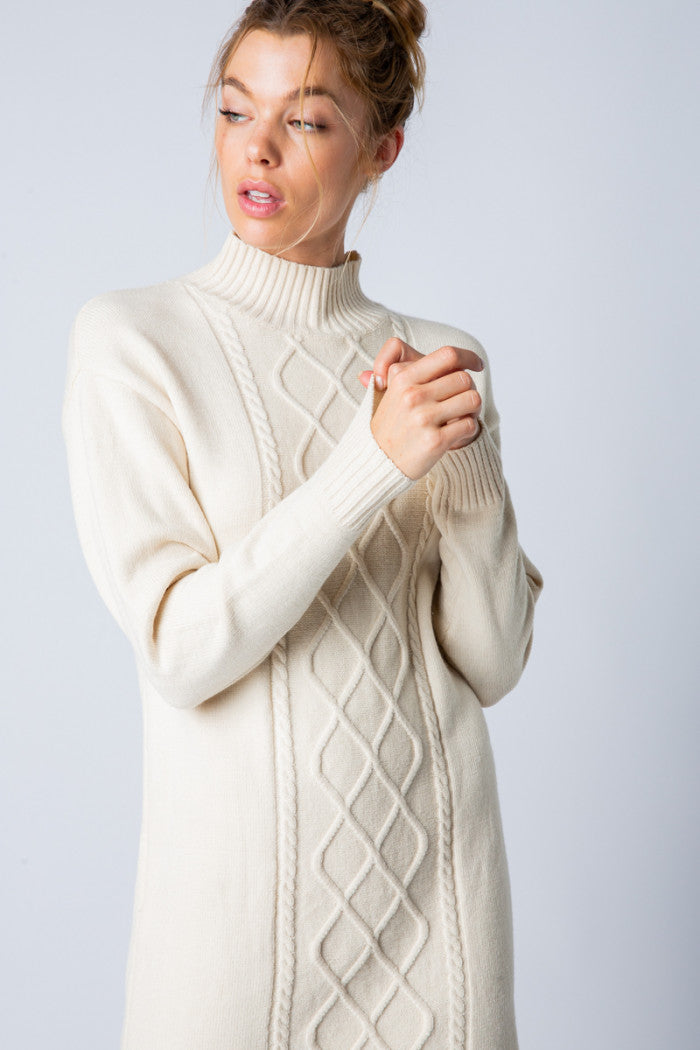Off white cable knit sweater dress Clearance