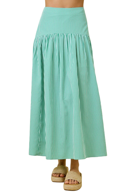 Day+Moon Gingham Flared Maxi Skirt