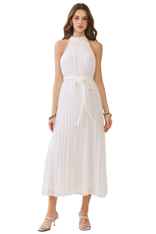 TCEC All Over Pleated Midi Dress